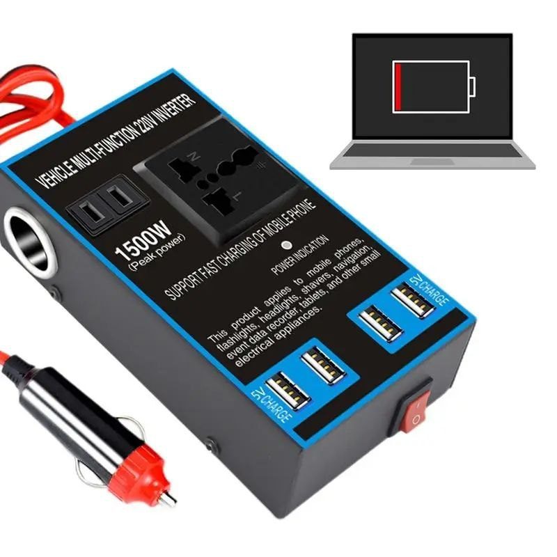 Convertisseur AutoPower pour voiture, prises secteur et quatre ports USB